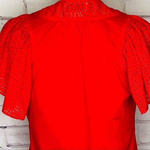 Anthropologie Pepin Eyelet Flutter Sleeve Top - Picture 4 of 8